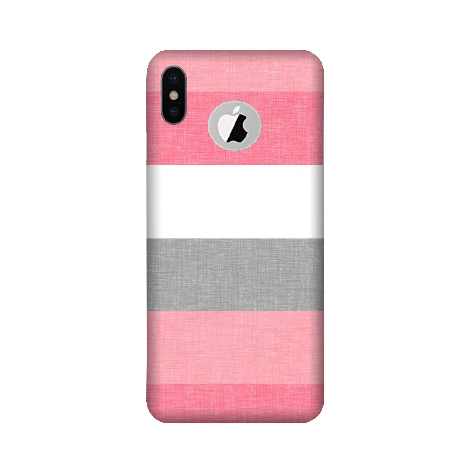 Pink white pattern Case for iPhone Xs logo cut 