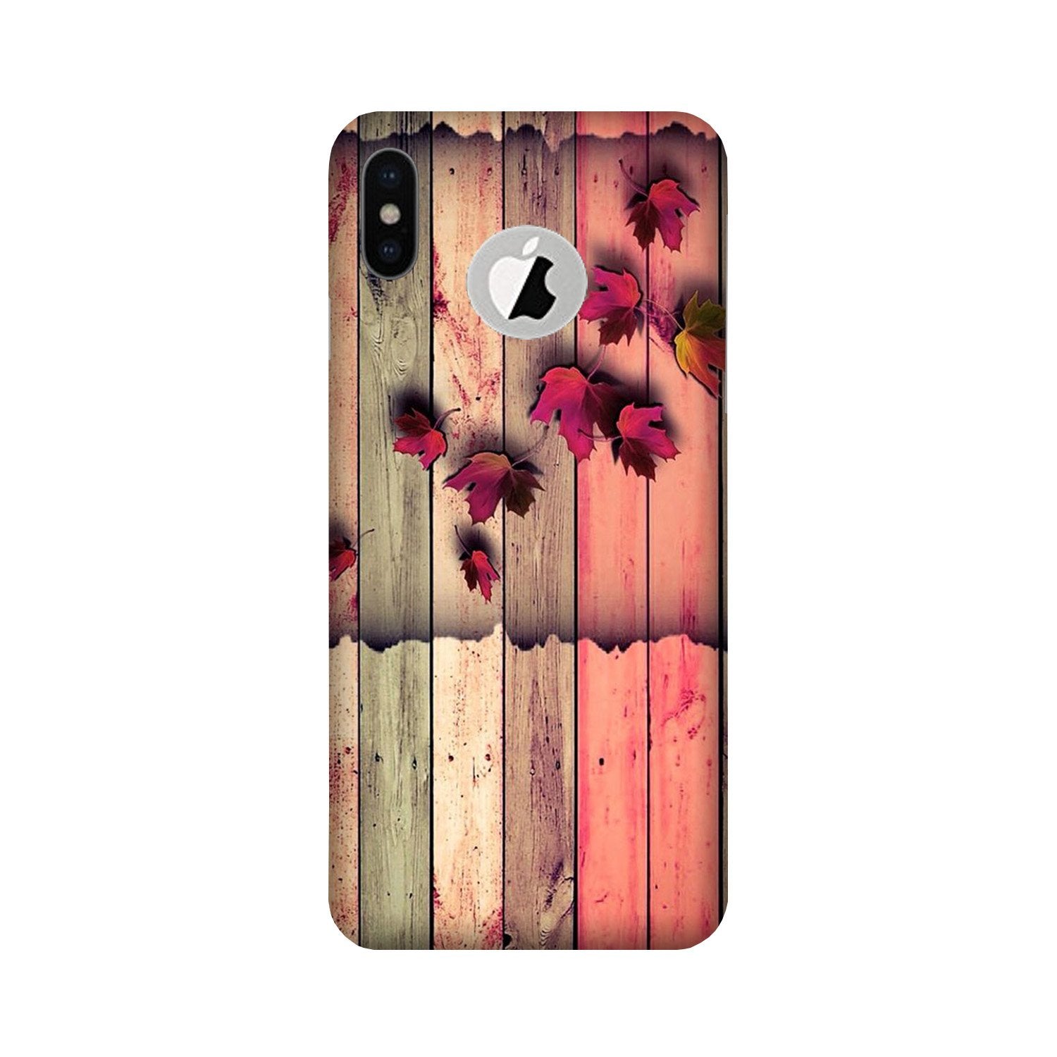 Wooden look2 Case for iPhone Xs logo cut 
