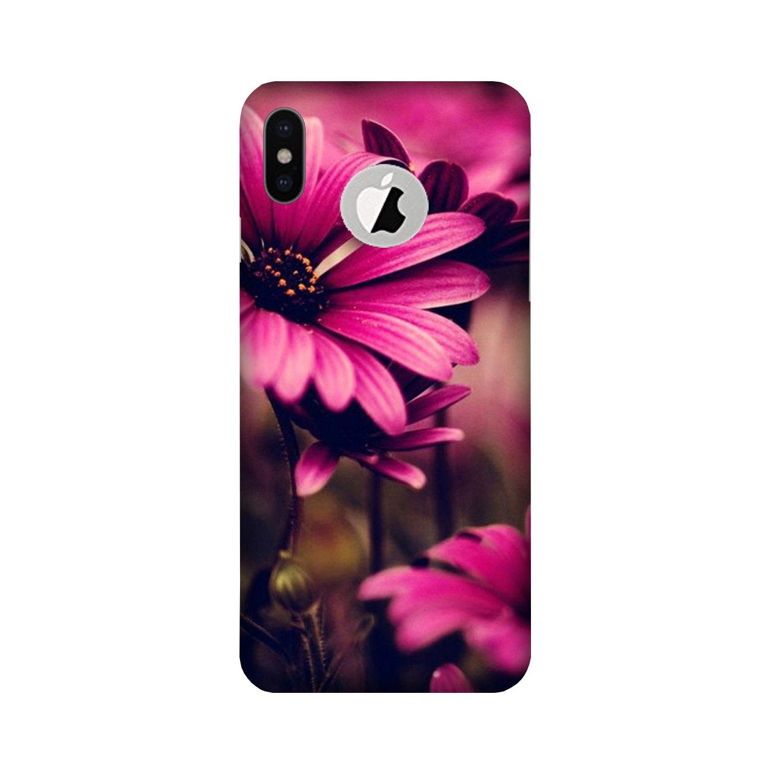 Purple Daisy Case for iPhone Xs logo cut 
