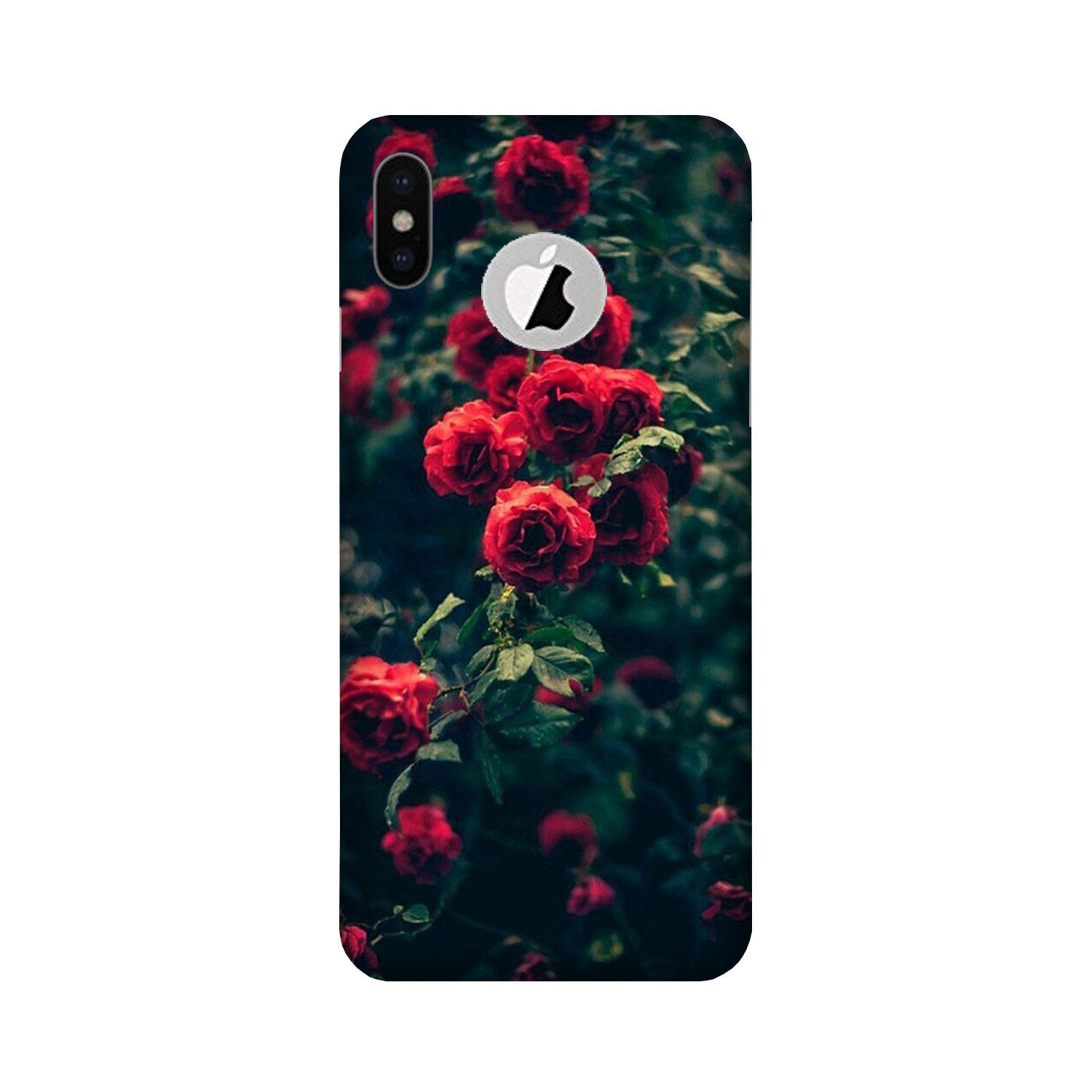 Red Rose Case for iPhone Xs logo cut 