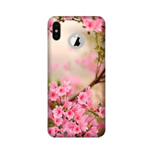 Pink flowers Mobile Back Case for iPhone Xs logo cut  (Design - 69)