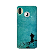 Moon cat Mobile Back Case for iPhone Xs logo cut  (Design - 70)