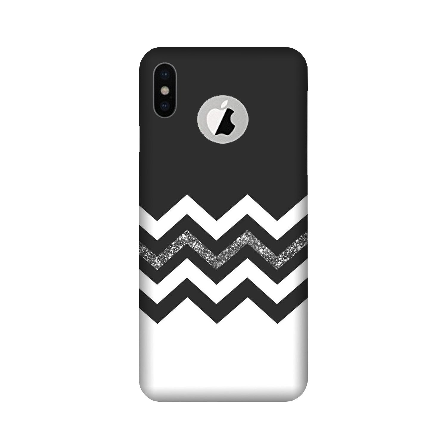 Black white Pattern2Case for iPhone Xs logo cut 