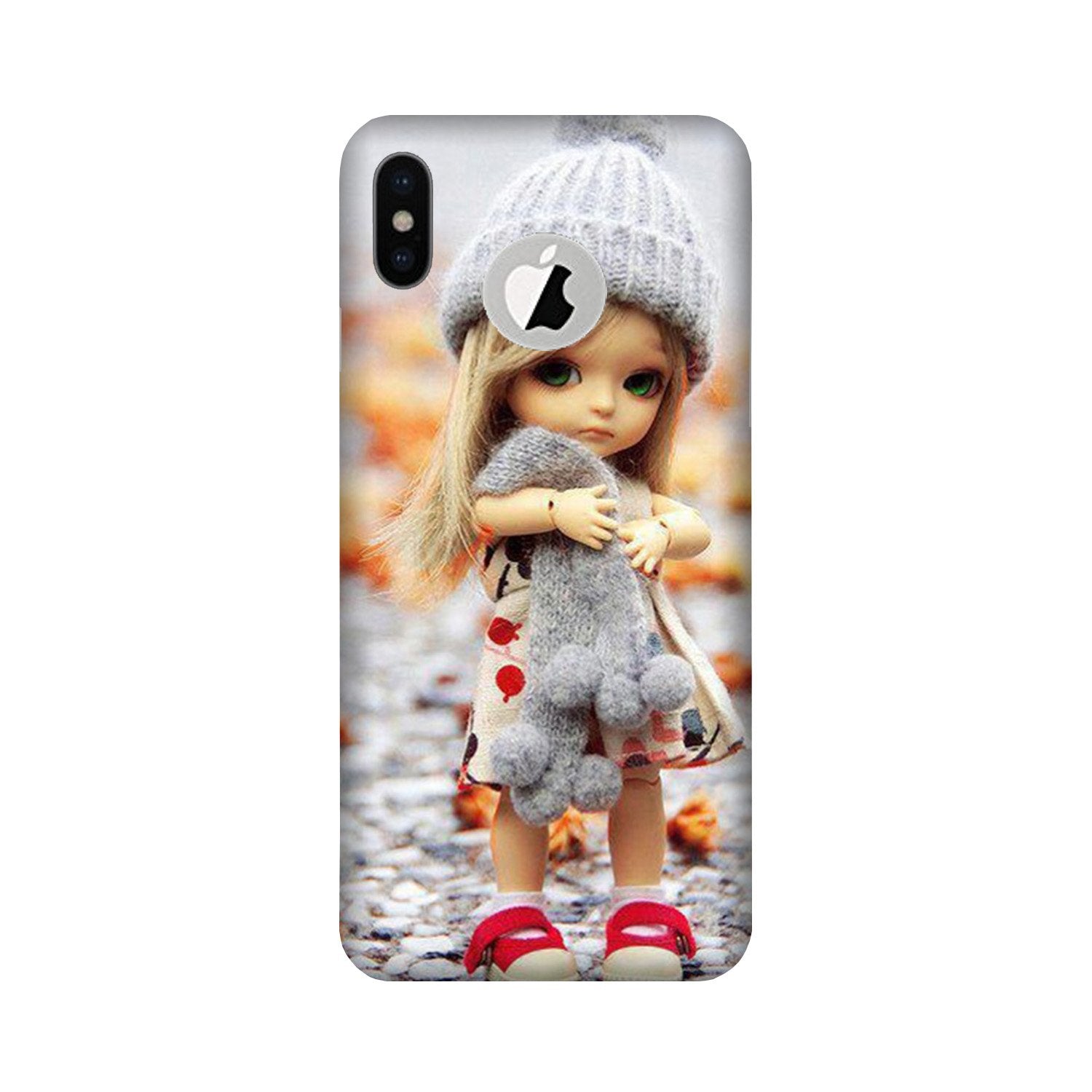 Cute Doll Case for iPhone Xs logo cut 