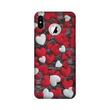Red White Hearts Mobile Back Case for iPhone Xs logo cut   (Design - 105)