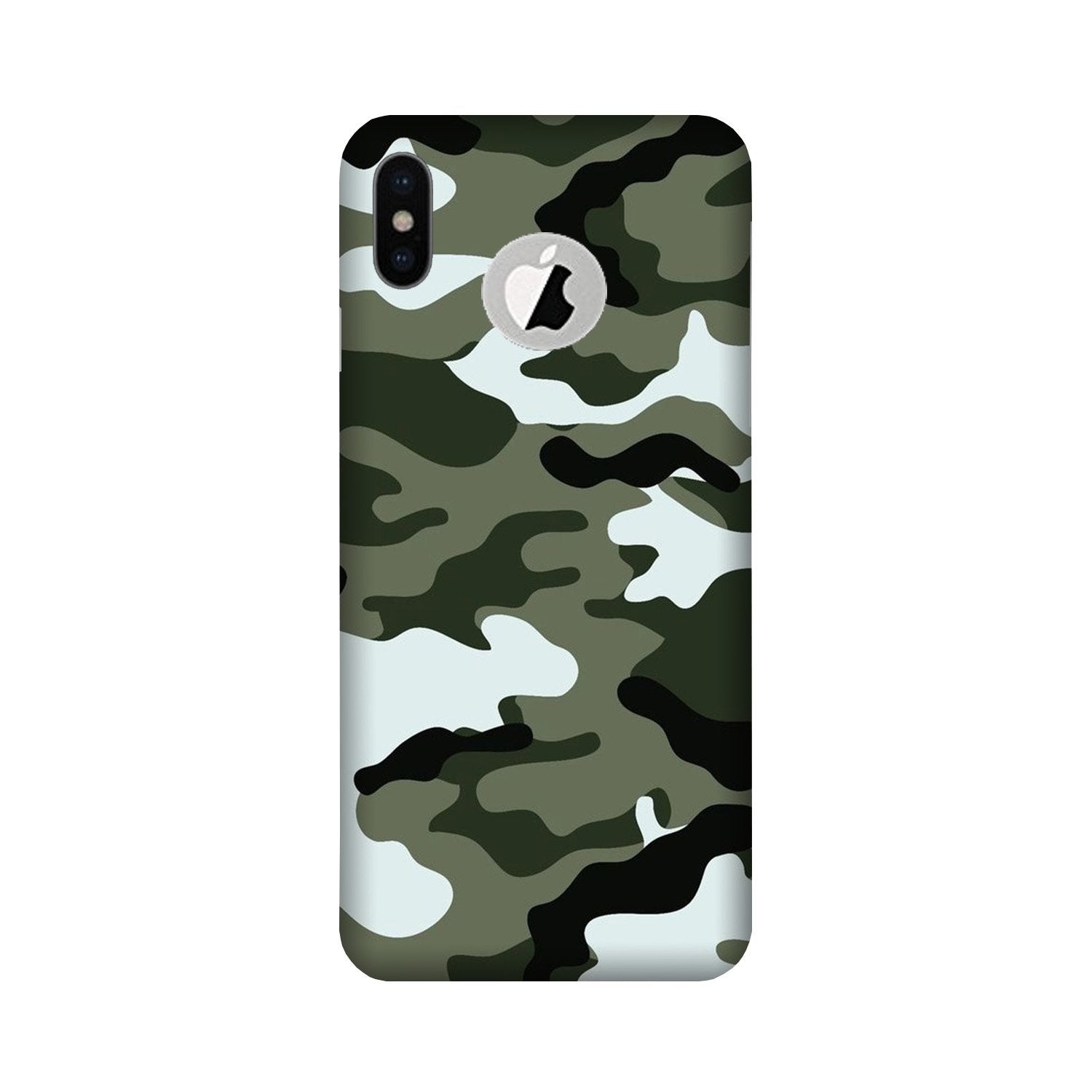 Army Camouflage Case for iPhone Xs logo cut (Design - 108)