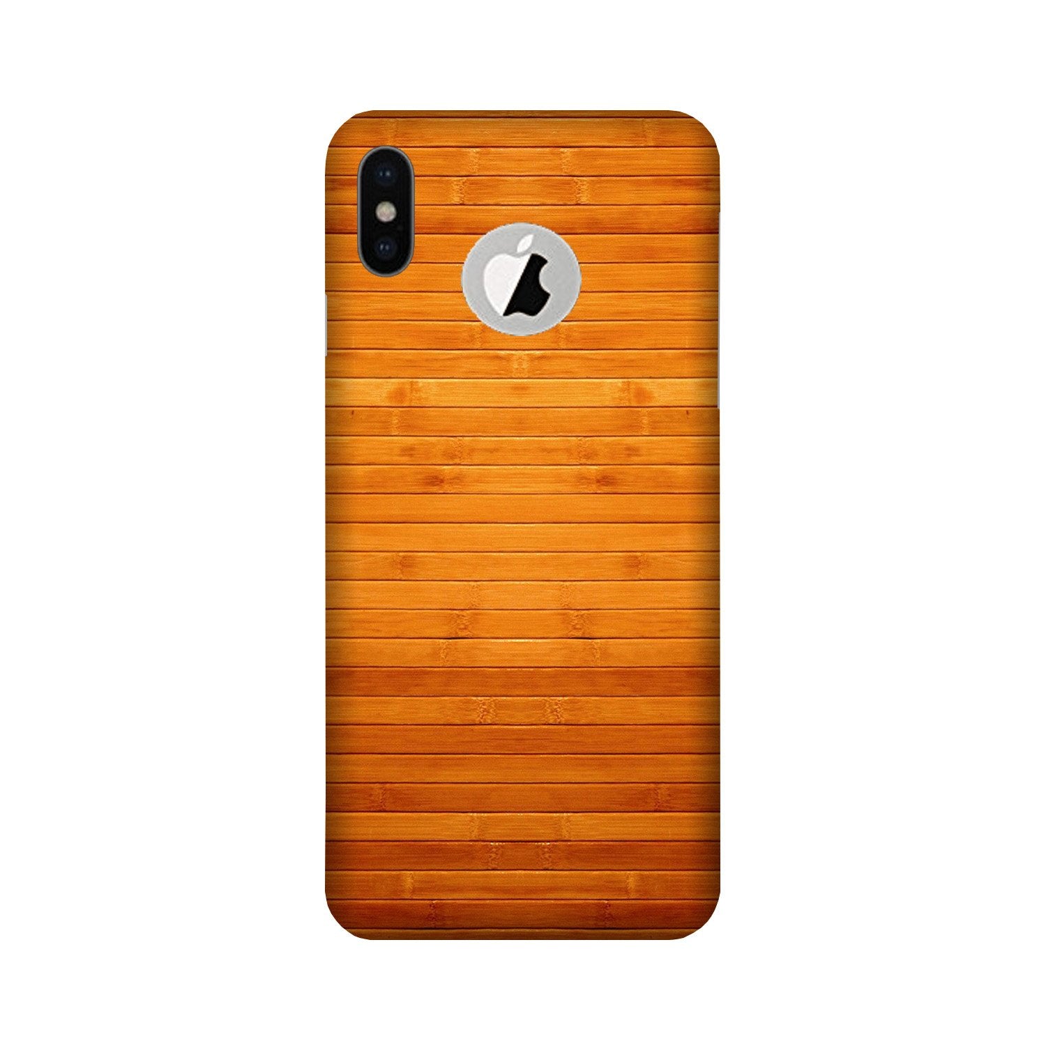 Wooden Look Case for iPhone Xs logo cut (Design - 111)
