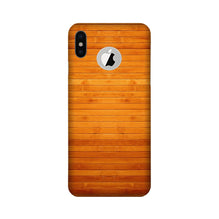 Wooden Look Mobile Back Case for iPhone Xs logo cut   (Design - 111)