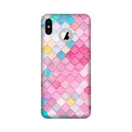 Pink Pattern Case for iPhone Xs logo cut  (Design No. 215)