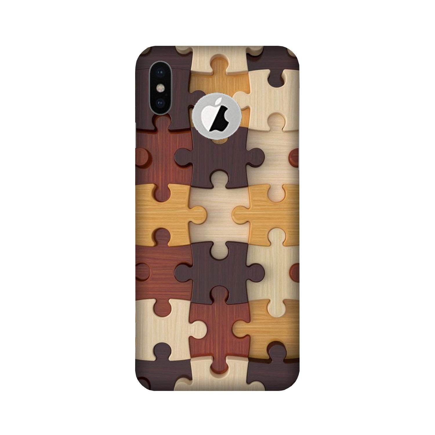 Puzzle Pattern Case for iPhone Xs logo cut  (Design No. 217)