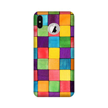 Colorful Square Mobile Back Case for iPhone Xs logo cut  (Design - 218)