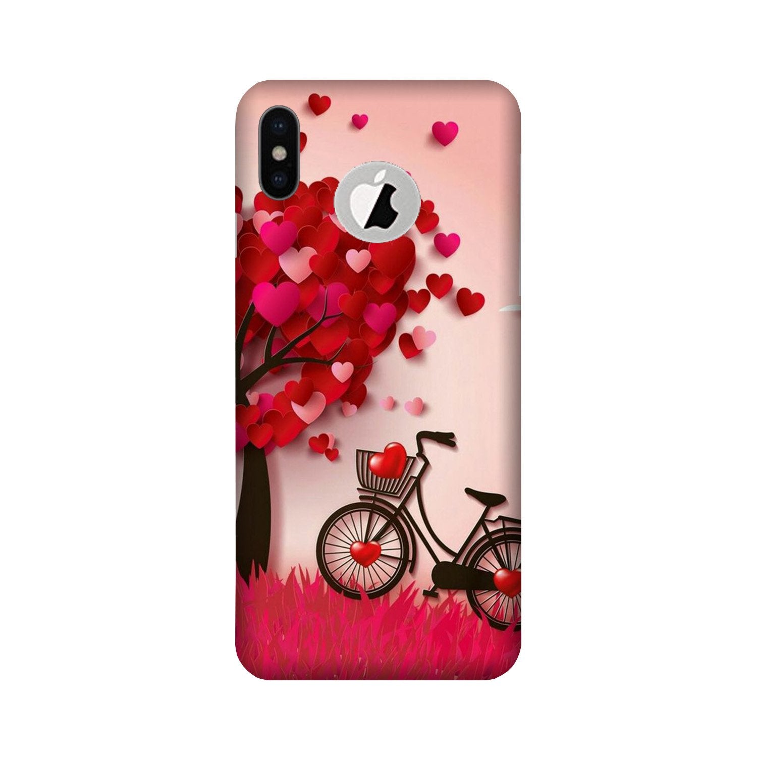 Red Heart Cycle Case for iPhone Xs logo cut(Design No. 222)