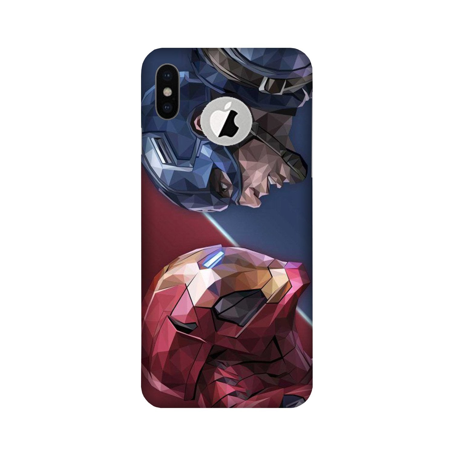 Ironman Captain America Case for iPhone Xs logo cut  (Design No. 245)