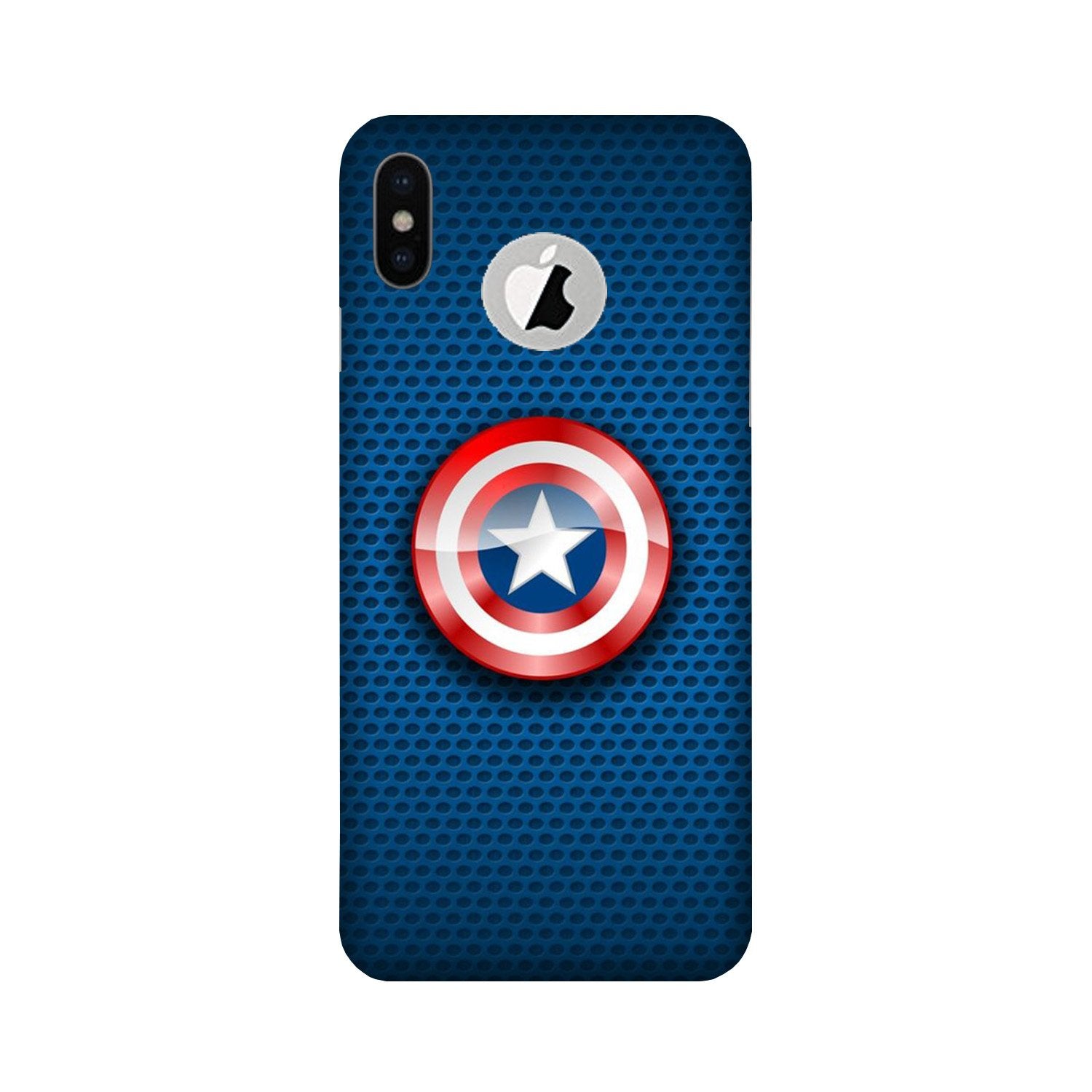 Captain America Shield Case for iPhone Xs logo cut  (Design No. 253)