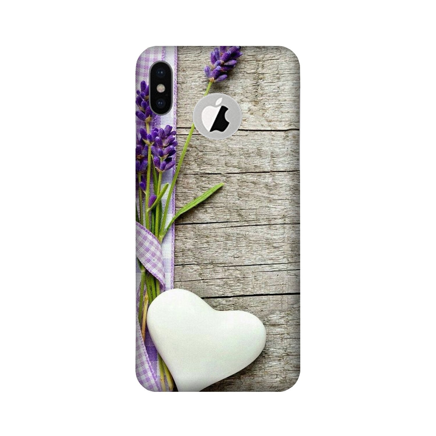 White Heart Case for iPhone Xs logo cut(Design No. 298)