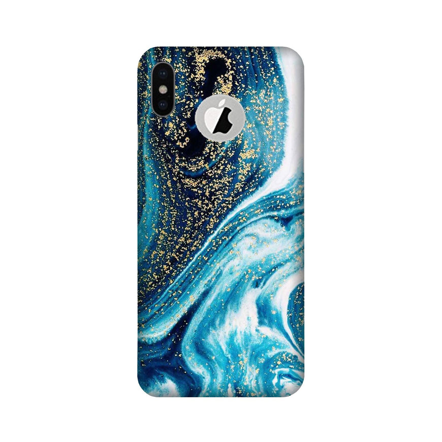 Marble Texture Mobile Back Case for iPhone Xs Logo Cut (Design - 308)