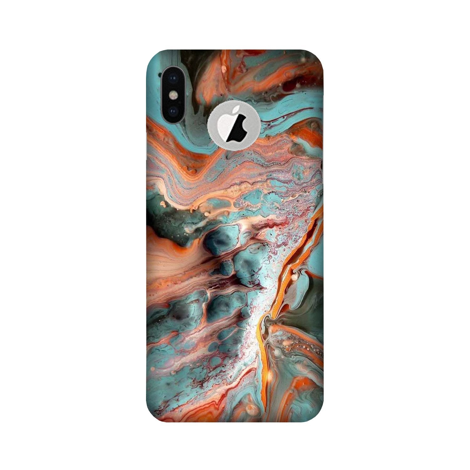 Marble Texture Mobile Back Case for iPhone Xs Logo Cut (Design - 309)