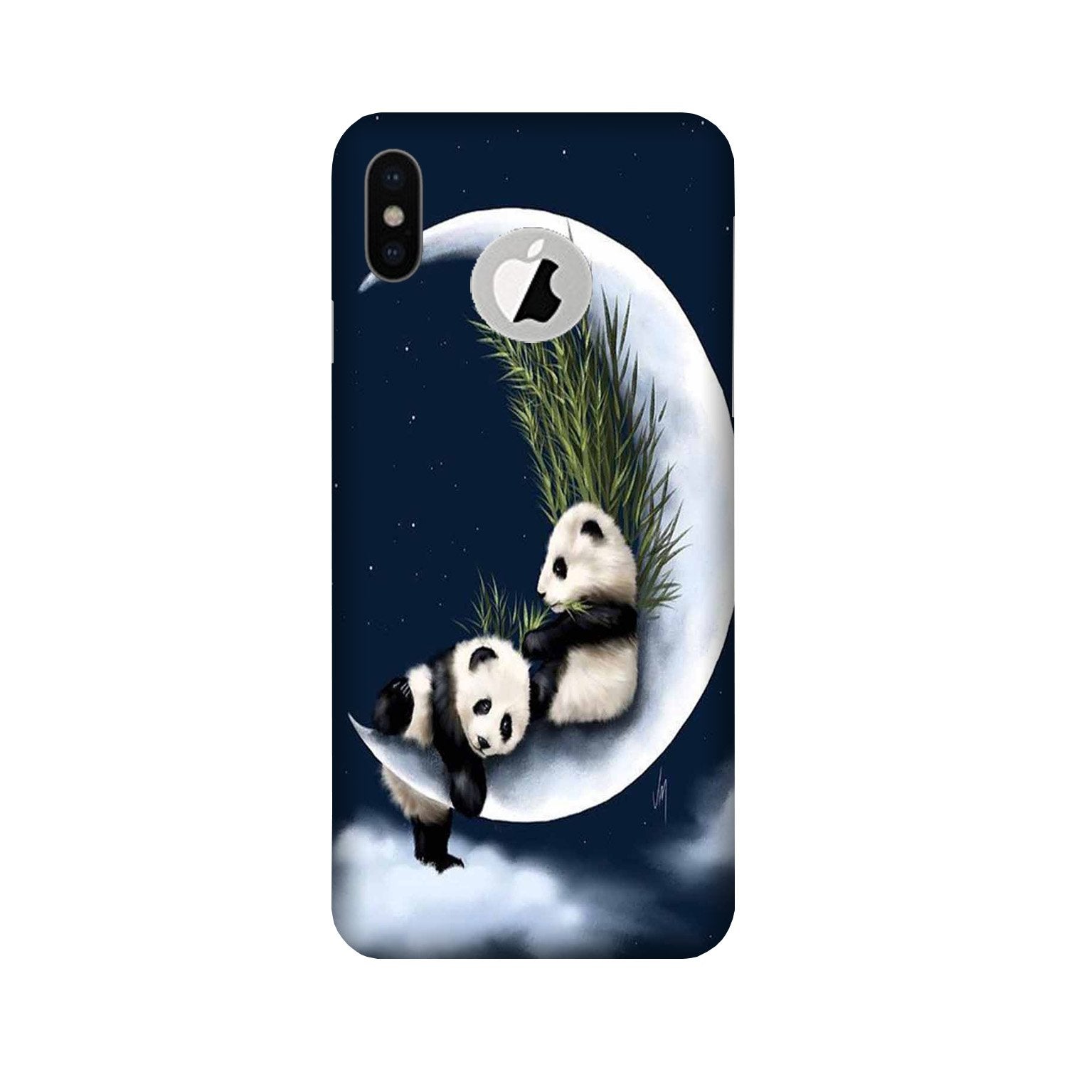 Panda Moon Mobile Back Case for iPhone Xs Logo Cut (Design - 318)