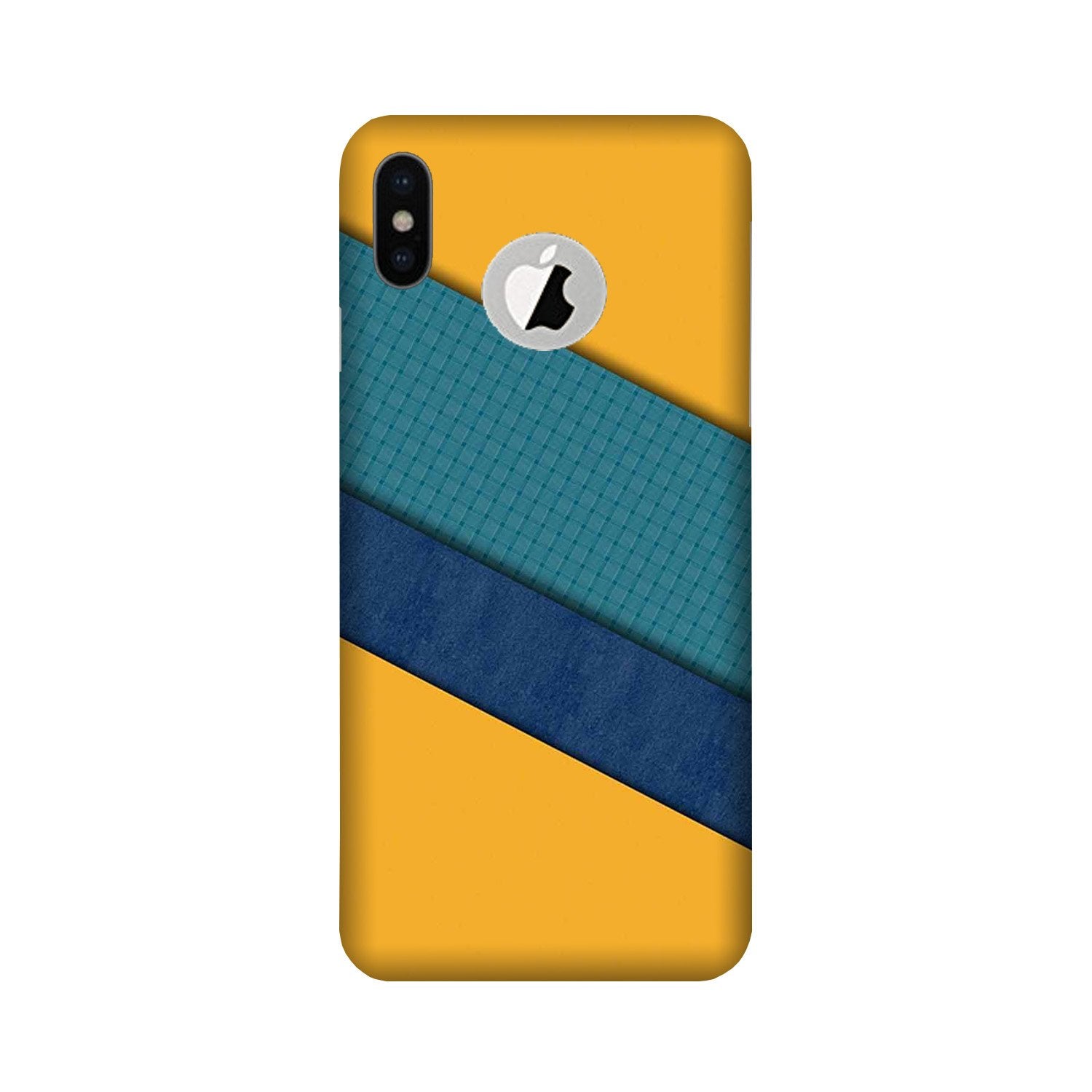 Diagonal Pattern Mobile Back Case for iPhone Xs Logo Cut (Design - 370)