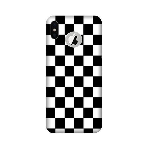 Black White Boxes Mobile Back Case for iPhone Xs Logo Cut (Design - 372)