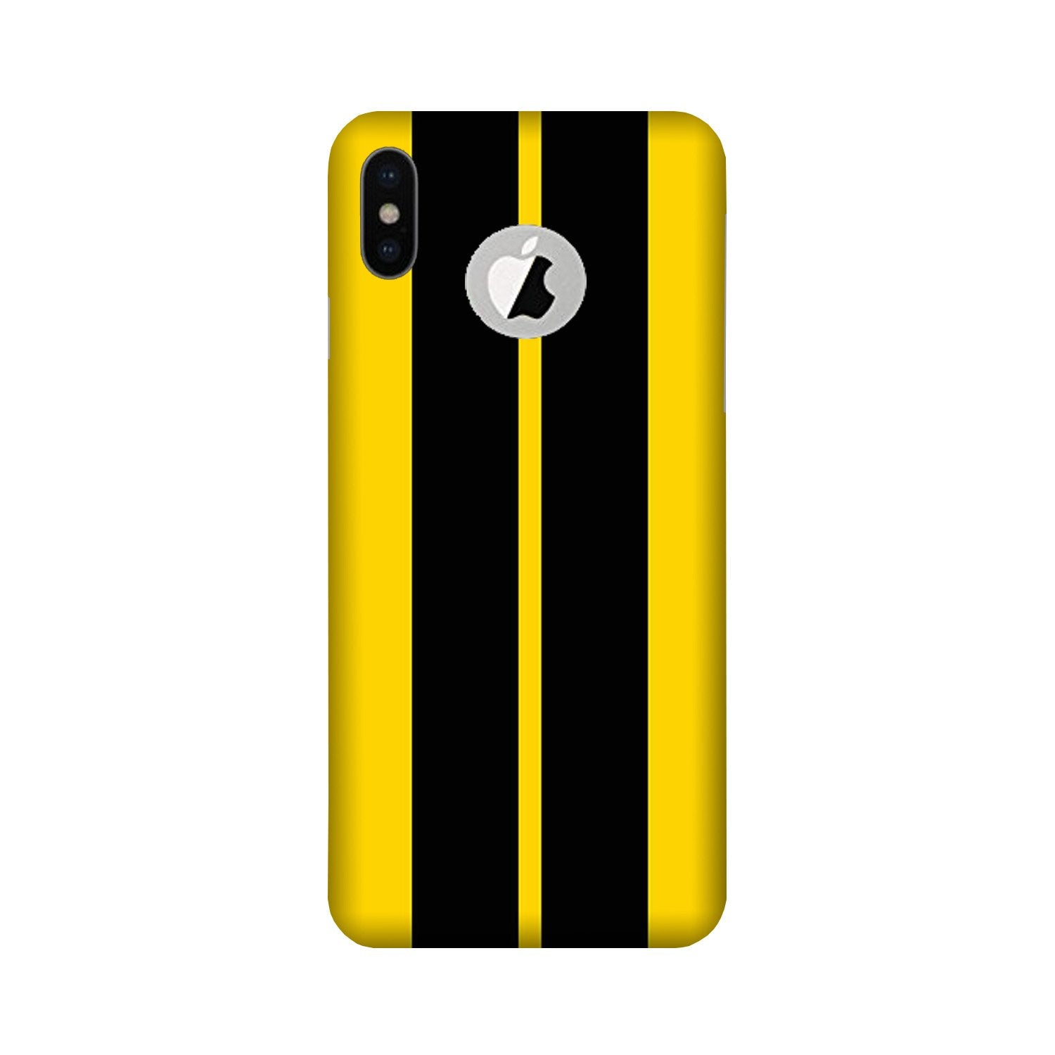 Black Yellow Pattern Mobile Back Case for iPhone Xs Logo Cut (Design - 377)