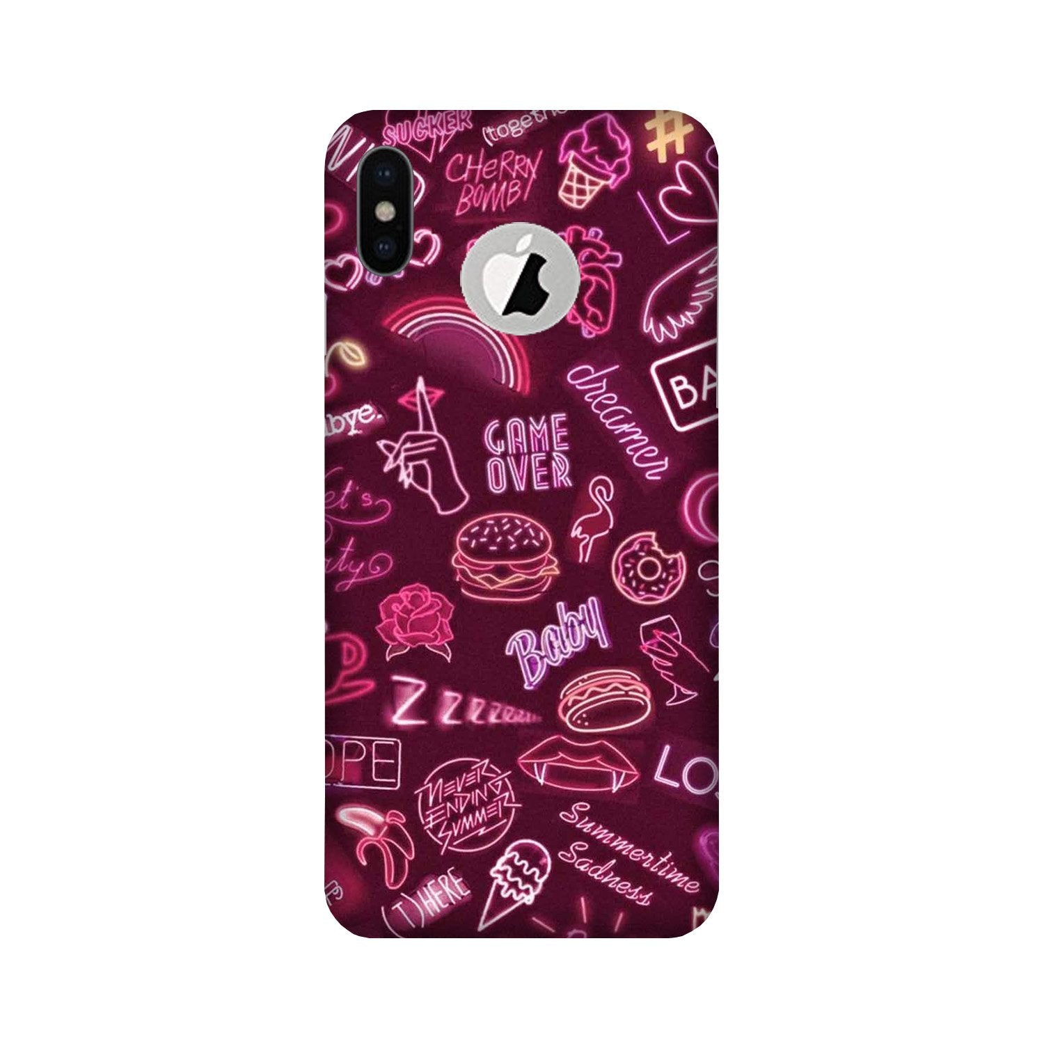 Party Theme Mobile Back Case for iPhone Xs Logo Cut (Design - 392)