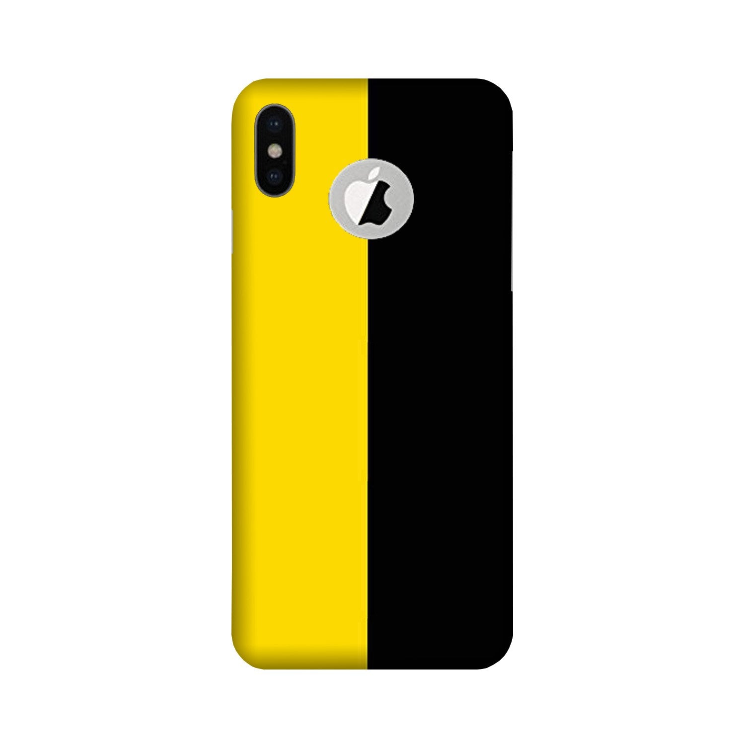Black Yellow Pattern Mobile Back Case for iPhone Xs Logo Cut (Design - 397)