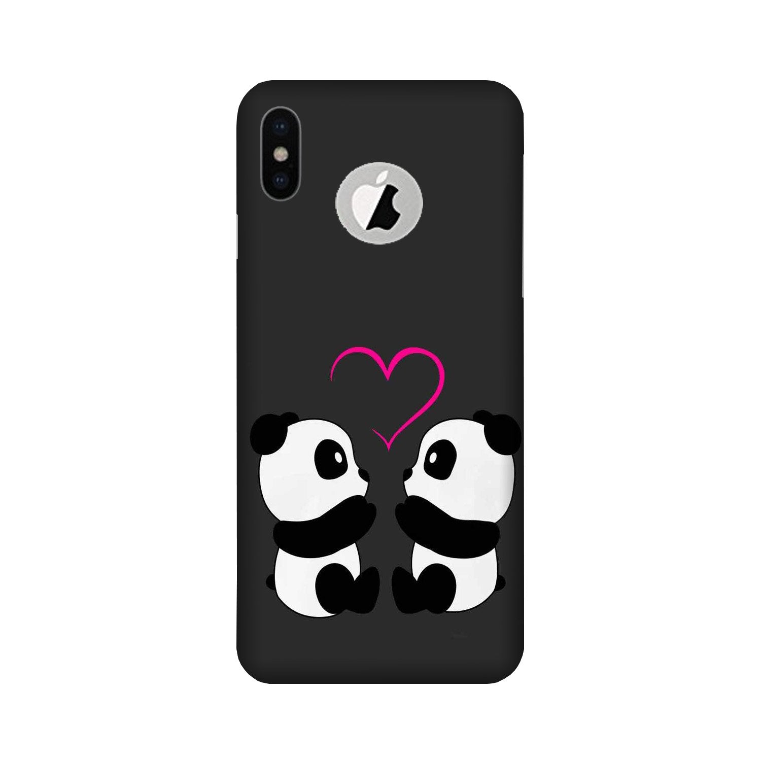 Panda Love Mobile Back Case for iPhone Xs Logo Cut (Design - 398)