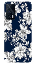 White flowers Blue Background Case for Vivo iQOO 7
