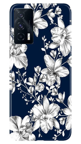 White flowers Blue Background Case for Vivo iQOO 7