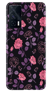 Rose Black Background Mobile Back Case for Vivo iQOO 7 (Design - 27)