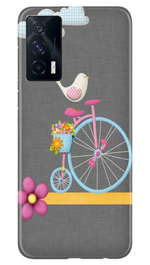 Sparron with cycle Mobile Back Case for Vivo iQOO 7 (Design - 34)
