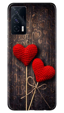 Red Hearts Mobile Back Case for Vivo iQOO 7 (Design - 80)