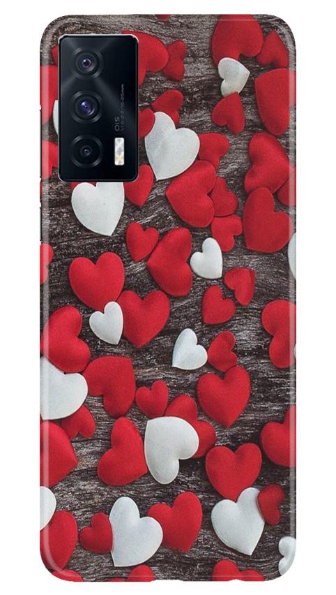 Red White Hearts Case for Vivo iQOO 7  (Design - 105)