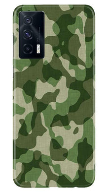 Army Camouflage Mobile Back Case for Vivo iQOO 7  (Design - 106)