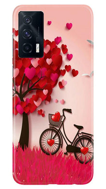 Red Heart Cycle Mobile Back Case for Vivo iQOO 7 (Design - 222)