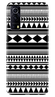 Black white Pattern Mobile Back Case for Vivo iQOO Z3 5G (Design - 5)