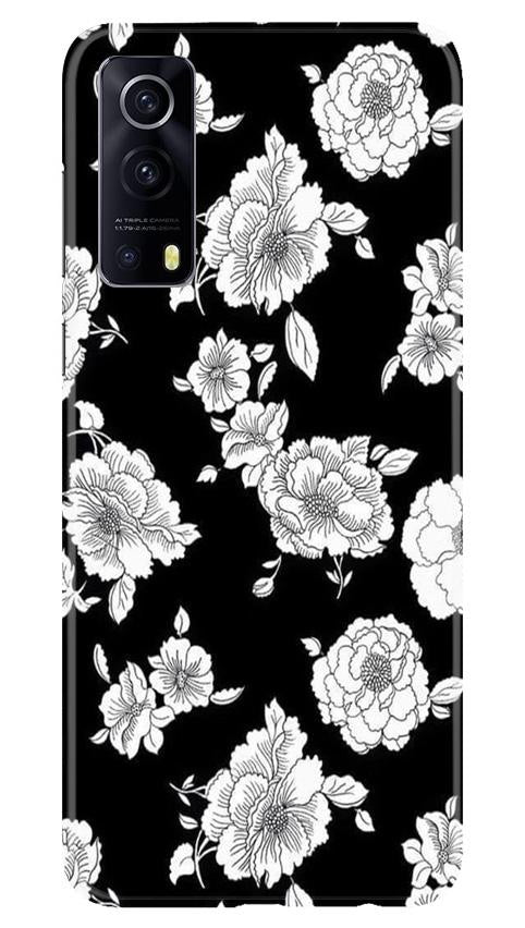 White flowers Black Background Case for Vivo iQOO Z3 5G