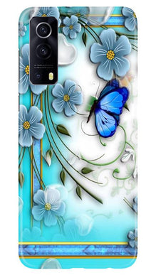 Blue Butterfly Mobile Back Case for Vivo iQOO Z3 5G (Design - 21)