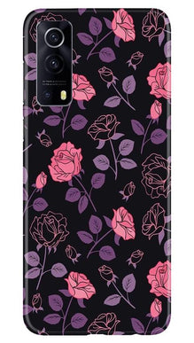 Rose Black Background Mobile Back Case for Vivo iQOO Z3 5G (Design - 27)