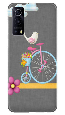 Sparron with cycle Mobile Back Case for Vivo iQOO Z3 5G (Design - 34)