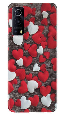 Red White Hearts Mobile Back Case for Vivo iQOO Z3 5G  (Design - 105)