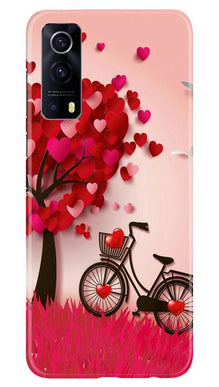 Red Heart Cycle Mobile Back Case for Vivo iQOO Z3 5G (Design - 222)