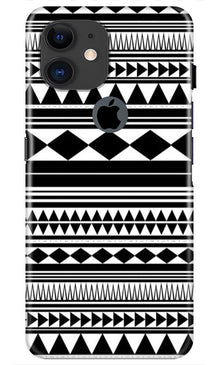 Black white Pattern Mobile Back Case for iPhone 11 Logo Cut (Design - 5)