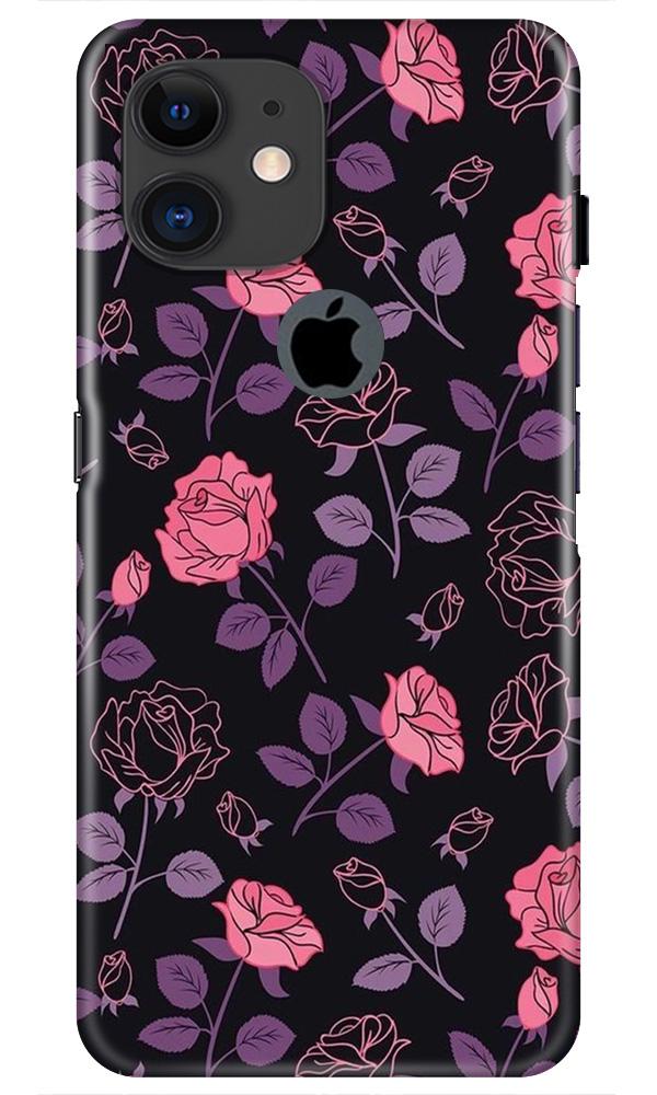 Rose Black Background Case for iPhone 11 Logo Cut