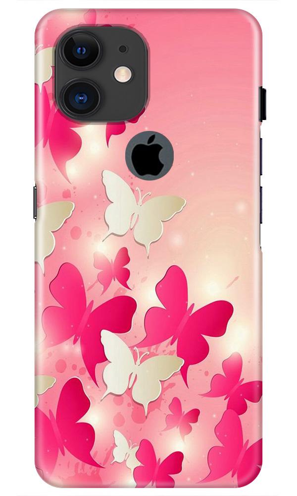 White Pick Butterflies Case for iPhone 11 Logo Cut