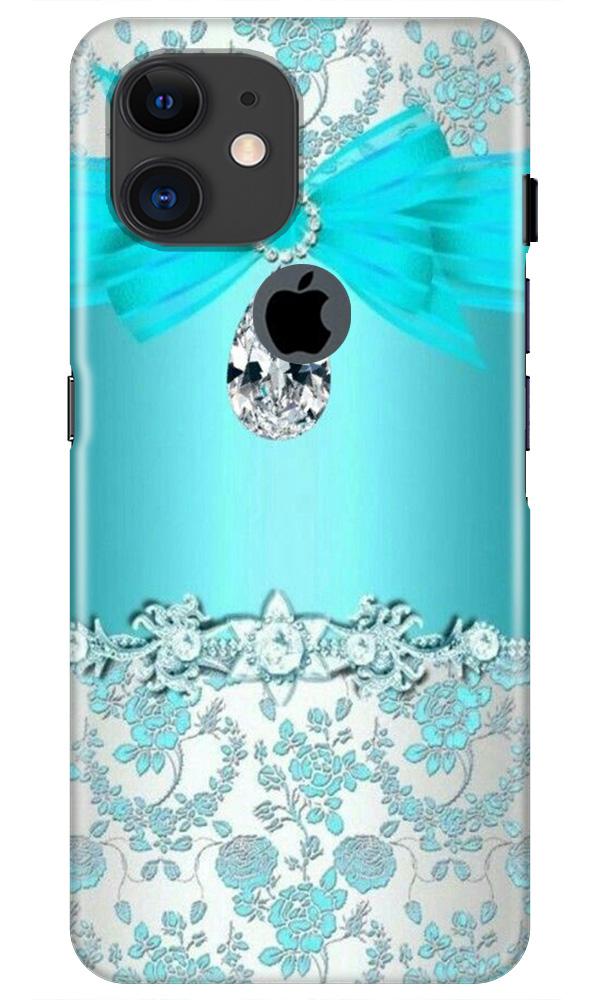 Shinny Blue Background Case for iPhone 11 Logo Cut