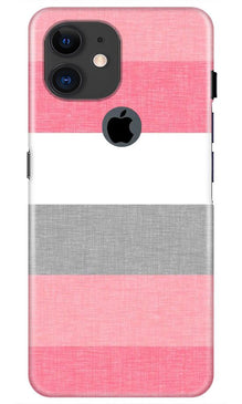 Pink white pattern Mobile Back Case for iPhone 11 Logo Cut (Design - 55)