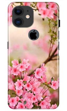 Pink flowers Mobile Back Case for iPhone 11 Logo Cut (Design - 69)