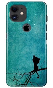 Moon cat Mobile Back Case for iPhone 11 Logo Cut (Design - 70)
